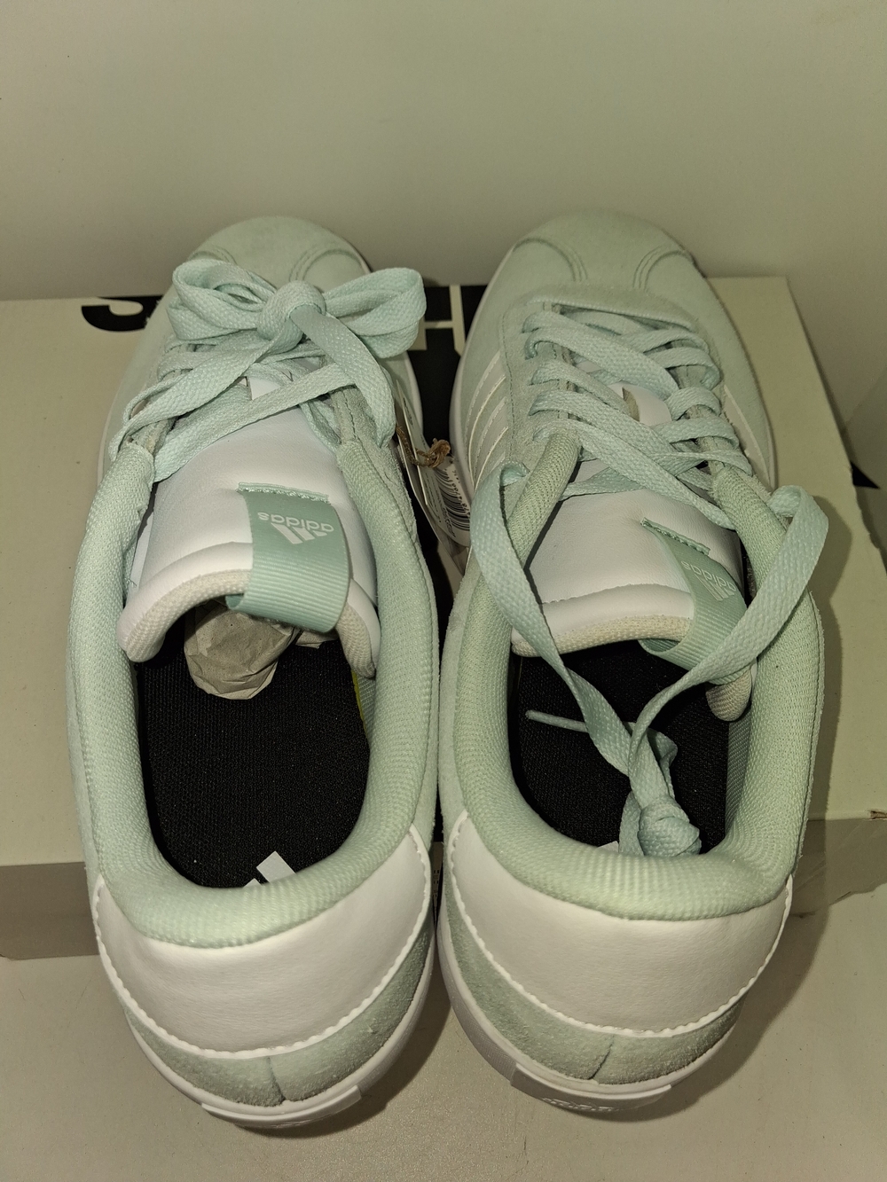 adidas Women's Mint Green Suede Sneakers with White Stripes - Picture 7 of 11